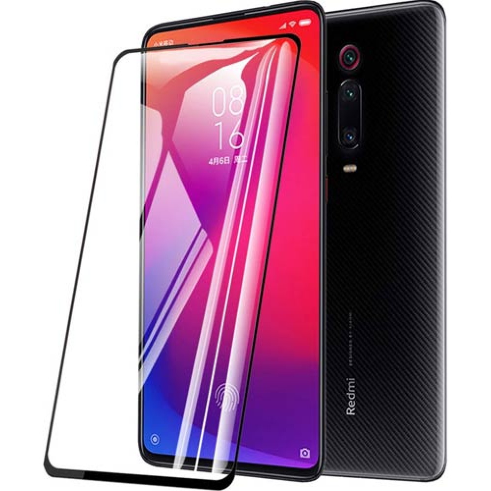 Стекло для Xiaomi Mi 9T / Mi 9T Pro с черной рамкой, полная проклейка на  весь дисплей