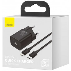Блок питания Baseus Super Si Quick Charger 1C 20W EU Sets с кабелем в комплекте type-c lighting черный
